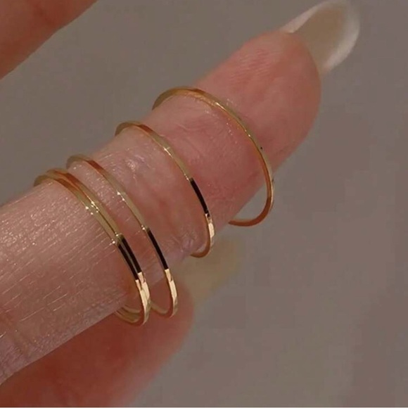 Gold Tone 5pc Minimalist Stackable Rings Set - Picture 3 of 3